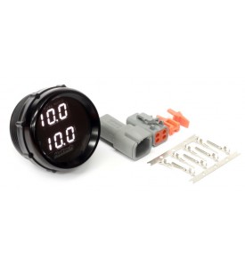 Wideband O2 Dual Channel Gauge Only 52mm/2-1/16" Black Bezel with White LED Display. For use with Haltech CAN Wideband Controllers (includes HT-031016 - Matching Set of Deutsch DTM 4 Connectors)